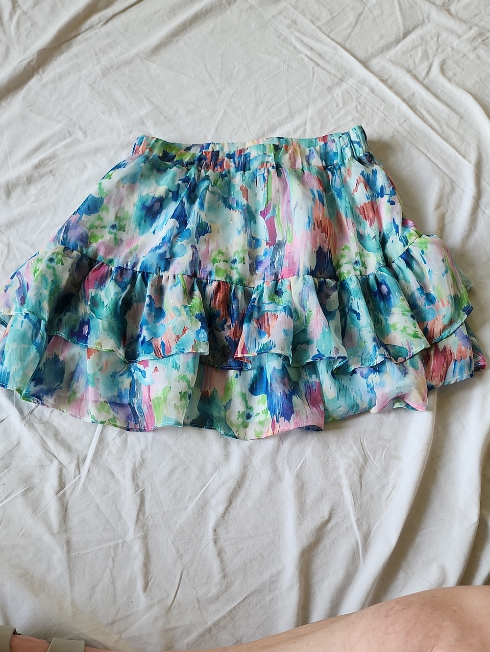 Lucchese Multicolor Watercolor Ruffle Skirt - Picture 2 of 5